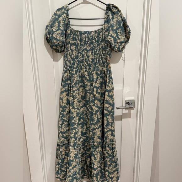 (US 6/M) Ellie Floral-print Gauze Midi Dress In Soft Seafoam - Picture 10 of 12